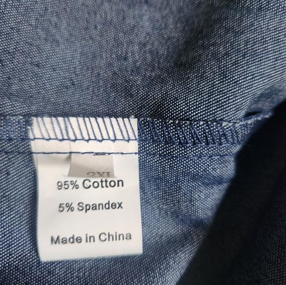 NWOT Dark Cotton Denim Shirt w/Exaggerated Sleeves with Bow- size 2x - Picture 8 of 8